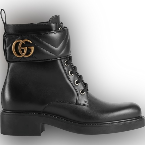 Gucci GG Boots, Gucci Moto Boots, ankle boot with Double G, Gucci leather boots - Picture 2 of 8